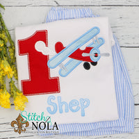 Personalized Retro Airplane Birthday Appliqué Shirt