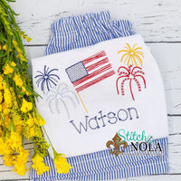 Personalized American Flag With Fireworks Sketch Shirt