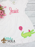 Personalized Birthday Alligator with Balloon Appliqué Shirt