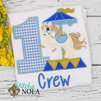 Personalized Birthday Carousel Horse Appliqué Shirt