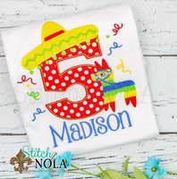 Personalized Birthday Mexican Fiesta Appliqué Shirt
