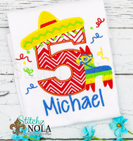 Personalized Birthday Mexican Fiesta Appliqué Shirt