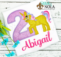 Personalized Birthday Unicorn Appliqué Shirt