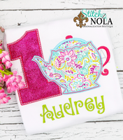 Personalized Birthday Tea Party Appliqué Shirt