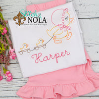 Personalized Easter Duck Pulling Baby Ducks Sketch Shirt