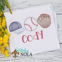 Personalized Baseball Trio Sketch Shirt