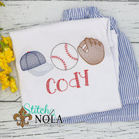 Personalized Baseball Trio Sketch Shirt