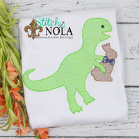 Personalized Easter Dinosaur Eating Bunny Ears Sketch Shirt