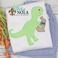 Personalized Easter Dinosaur Eating Bunny Ears Sketch Shirt