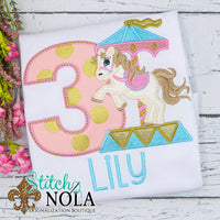 Personalized Birthday Carousel Horse Appliqué Shirt