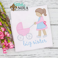 Personalized Big Sister Little Sister With Stroller Sketch Shirt