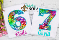 Personalized Birthday Flip Sequin Applique Shirt