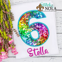 Personalized Birthday Flip Sequin Applique Shirt