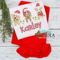 Personalized Christmas Puppy Trio Sketch Shirt