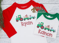 Personalized Christmas Tractor with Santa & Presents Sketch Shirt