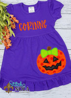 Personalized Halloween Pumpkin Applique Colored Garment