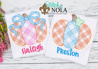 Personalized Gingham Pumpkin Sketch Shirt