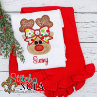 Personalized Christmas Reindeer Applique Shirt