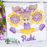 Personalized Purple and Gold Cheerleader Sketch Shirt