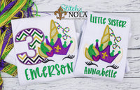 Personalized Mardi Gras Birthday Unicorn Applique Shirt