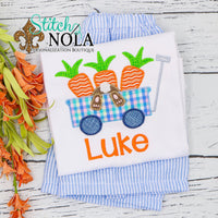 Personalized Wagon with Easter Bunny & Carrots Appliqué Shirt