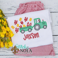 Personalized Tractor with Crawfish & Corn Sketch Shirt