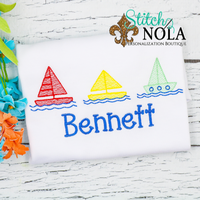 Personalized Sailing Boats Trio Sketch Shirt