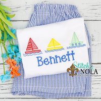 Personalized Sailing Boats Trio Sketch Shirt