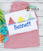 Personalized Sailing Boats Trio Sketch Shirt