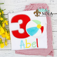 Personalized Birthday Beach Ball Appliqué Shirt