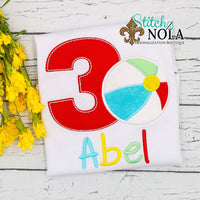 Personalized Birthday Beach Ball Appliqué Shirt