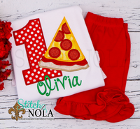 Personalized Birthday Pizza Appliqué Shirt