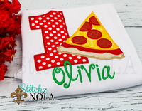 Personalized Birthday Pizza Appliqué Shirt