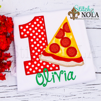 Personalized Birthday Pizza Appliqué Shirt