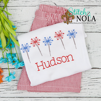 Personalized Red & Blue Sparklers Sketch Shirt