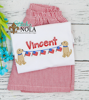 Personalized American Flags On A String With Dogs Sketch Shirt