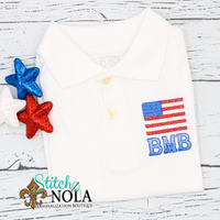 Personalized American Flag with Monogram Collared Shirt