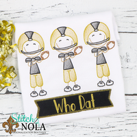 Personalized Football Player Trio With Banner Applique Shirt