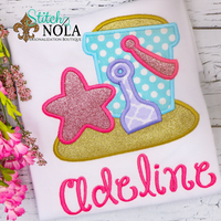 Personalized Glitter Beach Bucket Applique Shirt