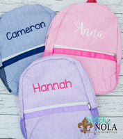 Personalized Seersucker Backpack with Name or Monogram, Seersucker Diaper Bag, Seersucker School Bag, Seersucker Bag, Diaper Bag, School Bag, Book