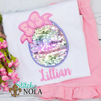 Personalized Easter Egg with Bow Flip Sequin Applique Shirt