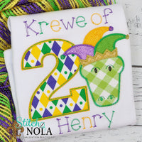 Personalized Mardi Gras Birthday Alligator Applique Shirt
