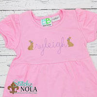 Personalized Easter Bunnies Sketch on Colored Garment