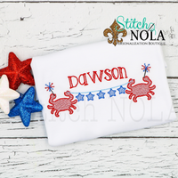 Personalized Patriotic Stars On A String With Crabs Sketch Shirt