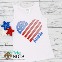 Personalized American Flag Heart Sketch Shirt