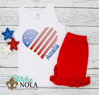 Personalized American Flag Heart Sketch Shirt