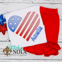 Personalized American Flag Heart Sketch Shirt