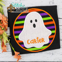 Personalized Halloween Ghost With Background Applique Colored Garment