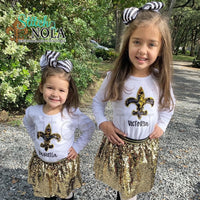 Personalized Flip Sequin Fleur de Lis Applique Shirt