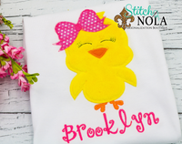 Personalized Easter Chick with Bow Appliqué Shirt